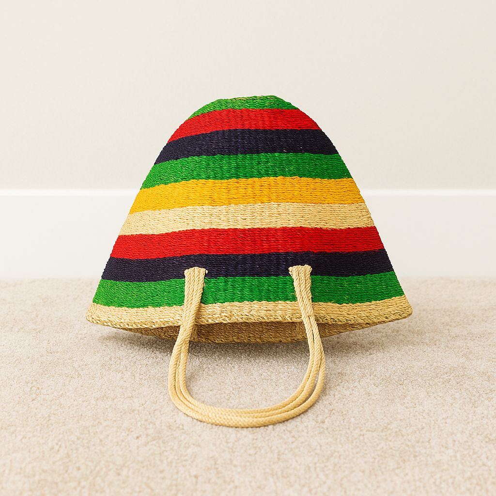 Handwoven Multicolor Stripe Tote – Eco-Friendly Everyday Bag