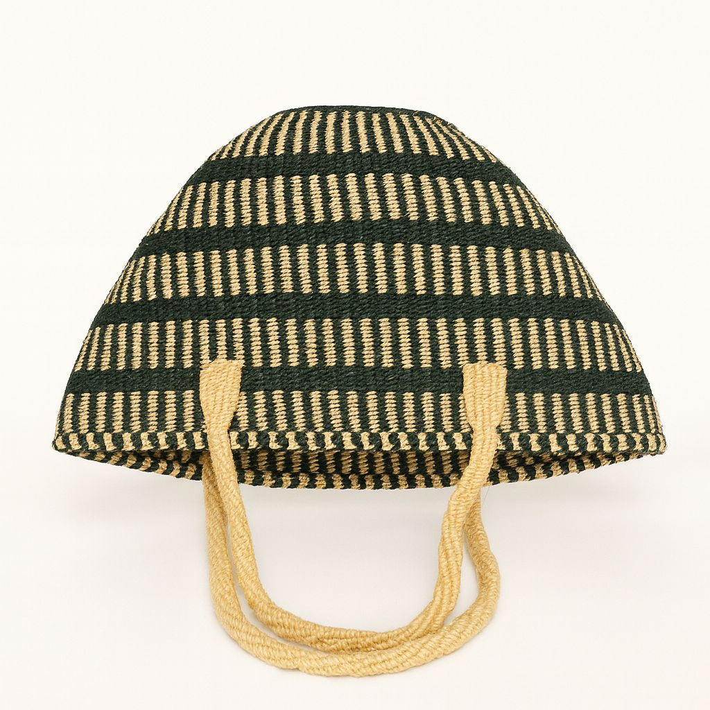 Handwoven Green & Cream Tote Bag – Eco-Friendly Everyday Carry